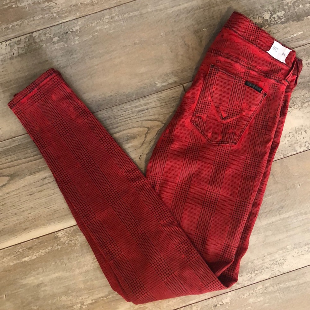 Hudson brand black and red plaid skinny pants